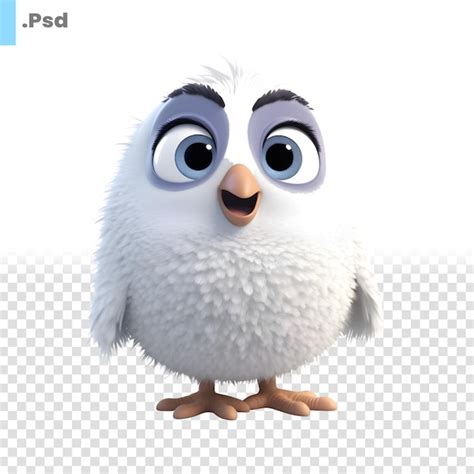 Premium Psd Cartoon Owl With Big Eyes On White Background D