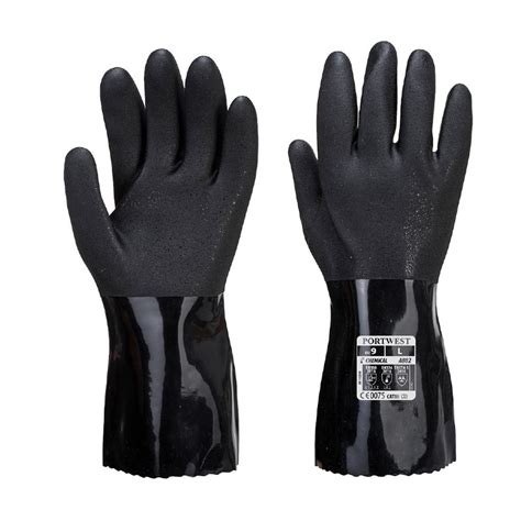 Portwest Pvc Long Black Chemical Esd Gloves A882