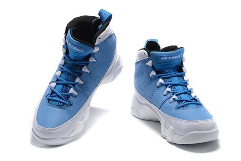 Women Nike Air Jordan 9 High White Light Blue Basketball Shoes For Online Sale0102 Blue