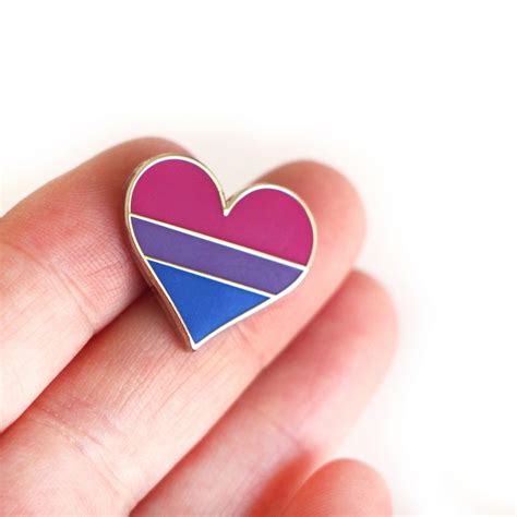 Pride Lgbtq Gay Bisexual Flag Heart Enamel Pin Compoco