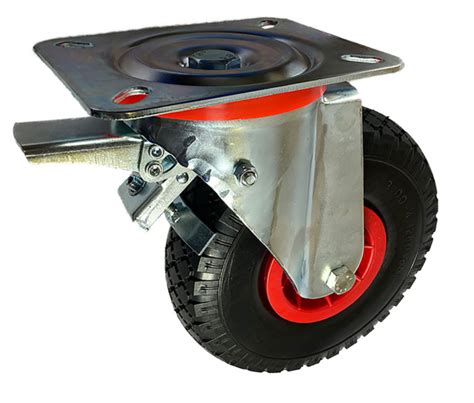 260mm Swivel Castor With Brake 120kg Capacity Puncture Proof Wheel