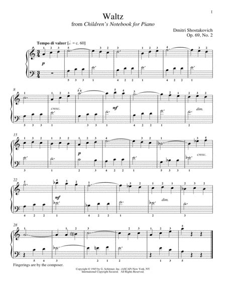 Shostakovich Waltz No2 By Dmitri Shostakovich Piano Solo Digital Sheet Music Sheet Music Plus