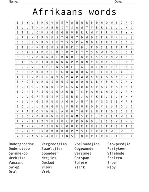 Afrikaans Word Search