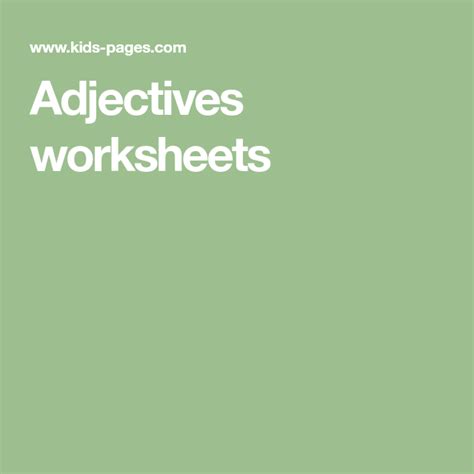 Adjectives worksheets Adjective Worksheet, Kids Pages, Printable Worksheets, Adjectives, Grammar ...