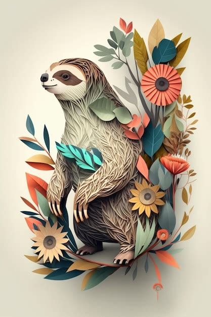 Premium Ai Image A Close Up Of A Sloth Sitting On A Branch With