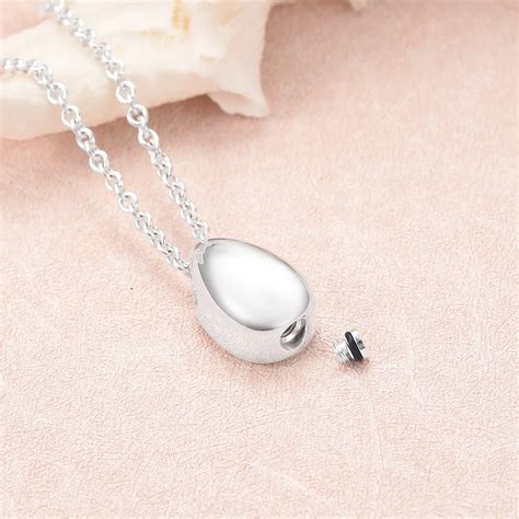 Silver Plated Stainless Steel 20mm Little Teardrop Keepsake Cremation Pendant Memorial Urn