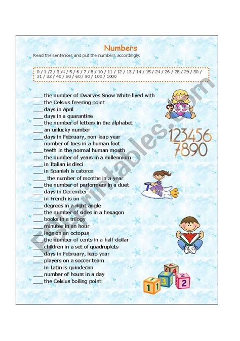 Numbers Esl Worksheet By Shee