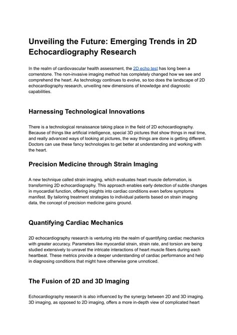 Ppt Unveiling The Future Emerging Trends In D Echocardiography