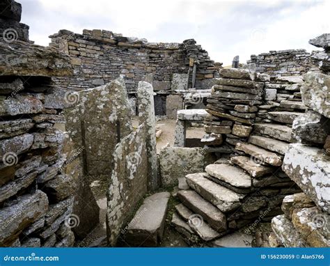 Stone Steps in a Room in the Broch of Gurness Editorial Stock Image ...