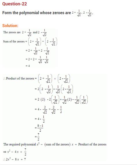 Polynomials Class 10 Extra Questions Maths Chapter 2 With Solutions