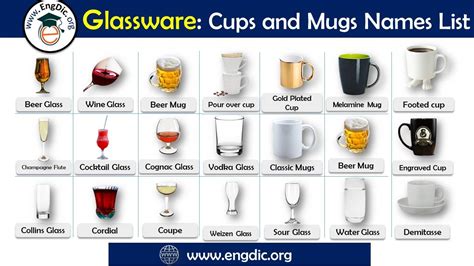 Glassware Names List Of All Cups And Glasses With Pictures Engdic