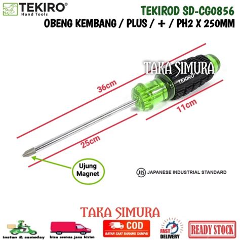 Jual TEKIRO OBENG PLUS PANJANG PH2 X 250 Mm GAGANG KARET HIJAU