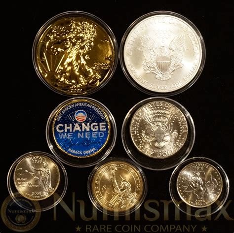 Barack Obama Colorized Coins 2 Silver Eagles 7 Coin Lot Numismax