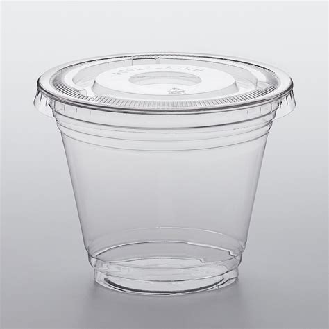 Choice 9 Oz Clear PET Plastic Cold Cup With Flat Lid And No Straw Slot