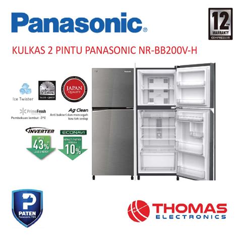 Jual PANASONIC KULKAS 2 PINTU 186L NRBB200VH Inverter NR BB200V H