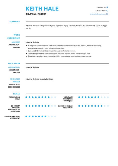 Industrial Hygienist Resume Examples And Templates