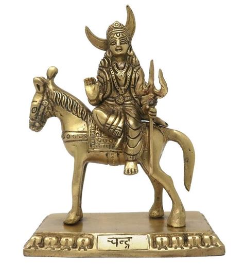 Hindu Navagraha Idol Murti Of Deity Chandra God Brass Statue For Puja