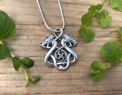 Celtic Dragon Pendant Serpent Snake Sterling Silver Celtic Etsy