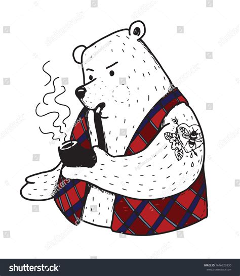 Bear Cartoon Character Smoking Pipe Vector Stock Vector (Royalty Free ...