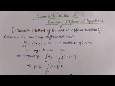 Picard S Method Of Successive Approximation Complete Concept