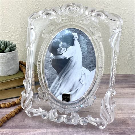 Mikasa Lead Crystal Picture Frame 5x7 Oval Frosted Glass Etsy