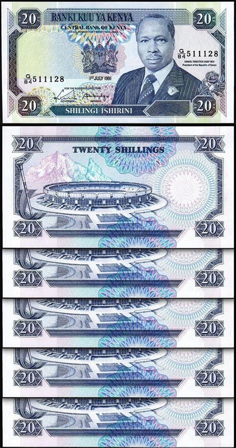 Kenya Shillings Unc Pcs Consecutive Lot P D Fortumor