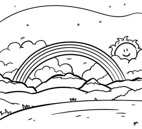 Rainbow And Sun Coloring Page Coloring Pages