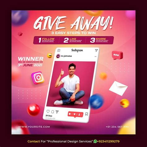 Premium Psd Give Away Contest Social Media Post Template Social