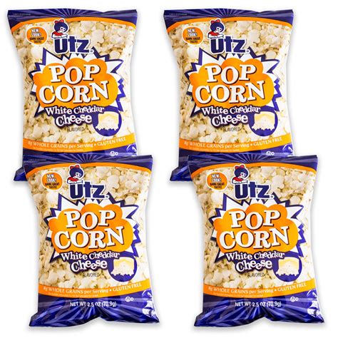 Utz White Cheddar Cheese Popcorn 4 25oz Bags Real Cheddar Cheese