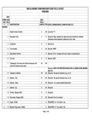 Fillable Online Ador State Al 2003 ALABAMA FORM 40NR BAR CODE FIELD