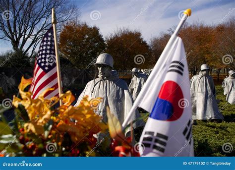 Korean War Memorial, Flags and Human Editorial Photography - Image of ...