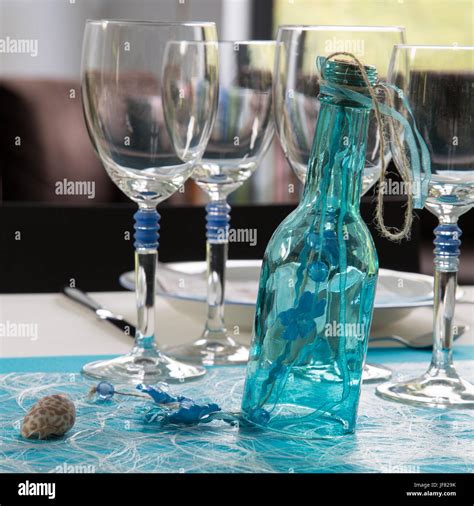 Blue Table Arrangement Stock Photo Alamy