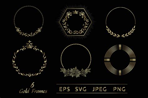 Bundle of 6 Decorative Gold Frames. Graphic by NatalyArt · Creative Fabrica