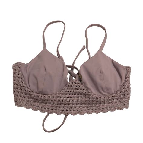 Shade Shore Bikini Top Crochet Longline Underwire Removable Cups