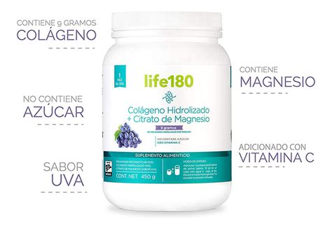 Colágeno Hidrolizado Polvo 30 Porciones Uva Life180 Envío Gratis