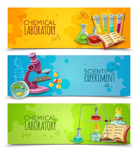 Conjunto de Banners planos de laboratorio de química química 478781