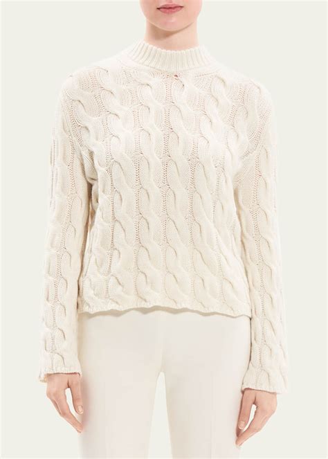 Theory Wool Cashmere Mock Neck Cable Sweater Bergdorf Goodman