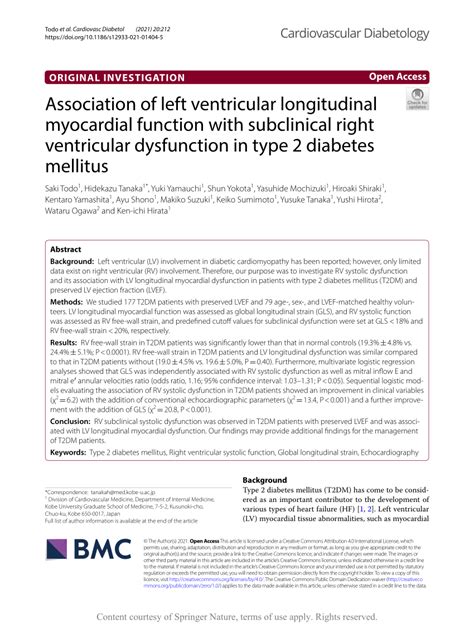 Pdf Association Of Left Ventricular Longitudinal Myocardial Function With Subclinical Right