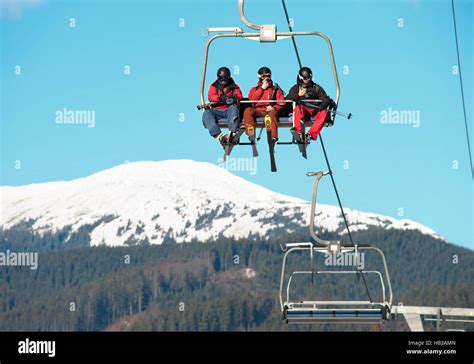 Cableway at ski resort Stock Photo - Alamy