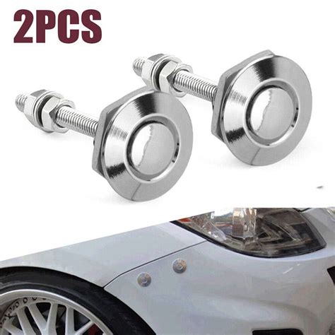 SPRING Silver Push Button Quick Release Hood Pin Lock Clip Latch Push ...