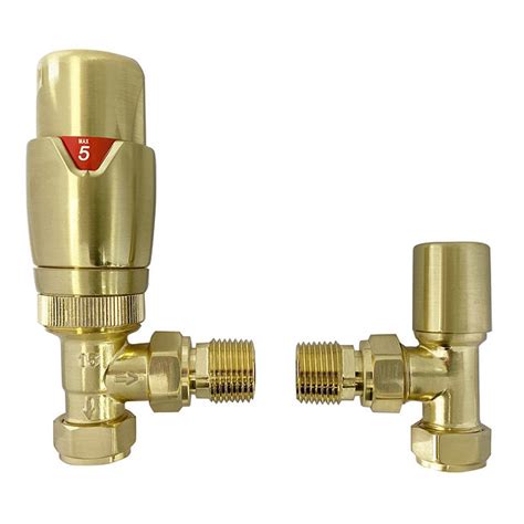 Modern Brass Angled Thermostatic Radiator Valves Sleeving Kit