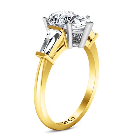 Three Stone Diamond Engagement Ring Tapered Baguette 14k Yellow Gold Frostnyc