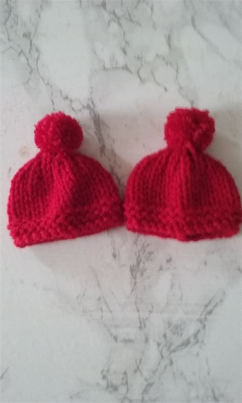 Lot De Mini Bonnets De No L En Laine Tricot S Mains Etsy De