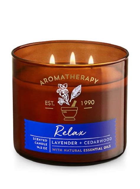 Bath And Body Works Bath And Body Works 3 Wick Candle Relax Lavender And Cedarwood Aromatherapy