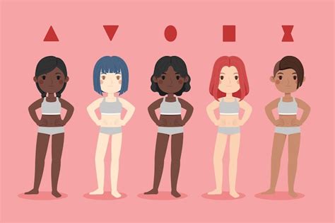 Premium Vector Cartoon Types Of Female Body Shapes Set