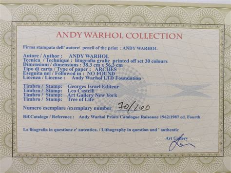 Andy Warhol Signed MARILYN MONROE Certificate Leo Castelli Etsy