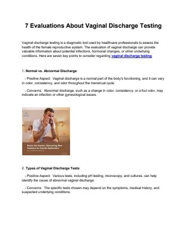 Evaluations About Vaginal Discharge Testing Cross Street Medical