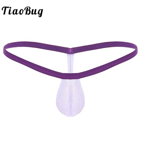 Tiaobug Mens Lingerie Low Rise Lace See Through Bulge Pouch Open Back