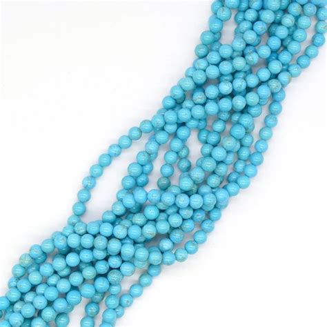 Turquoise Round Semi Precious Stones Mm Cm String Beads And