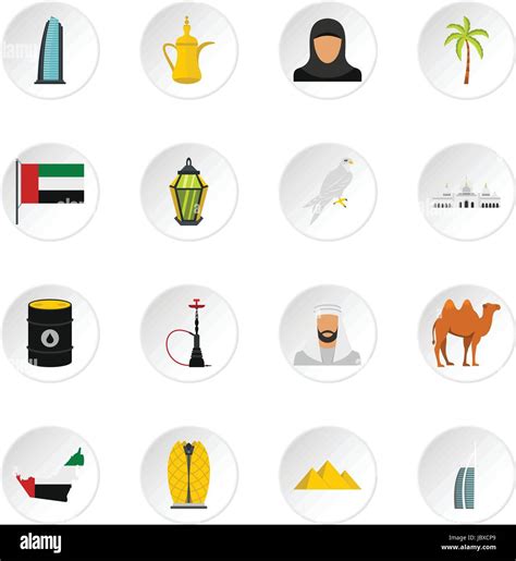 Uae Travel Set Flat Icons Stock Vector Image Art Alamy